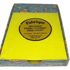 Fabrique vintage reusable fabric covered desk caddy new with 150 notecards
